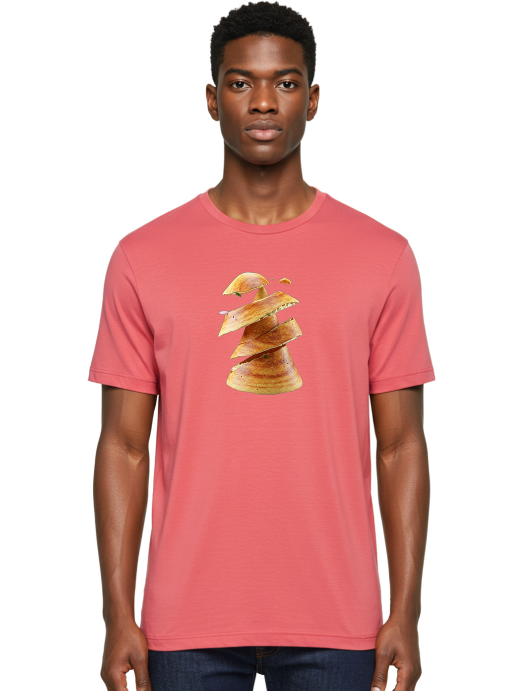 Potato-Chips-Tree Men'S Graphic Tee, 100% Cotton, Comfortable Casual Summer Wear, Machine Washable, Potato Chips Forming A Christmas Tree, Crispy Snack, Savory Delight, Crunchy Texture, Stack Of Chips, Festive Snack, Food Art, Bab216