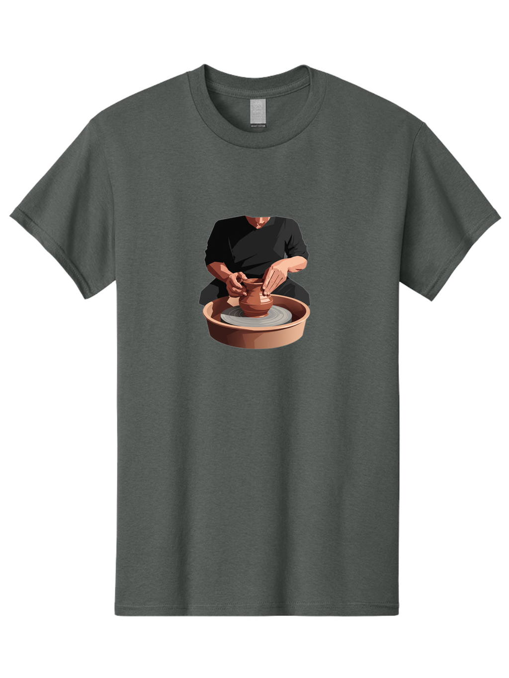Potter-At-Work-1 Men'S Graphic Tee, 100% Cotton, Comfortable Casual Summer Wear, Machine Washable, Potter Shaping Clay Pot, Pottery Wheel In Action, Pottery Making Process, Hands-On Craftsmanship, Clay Vessel Creation, Artistic Expression, Bab219