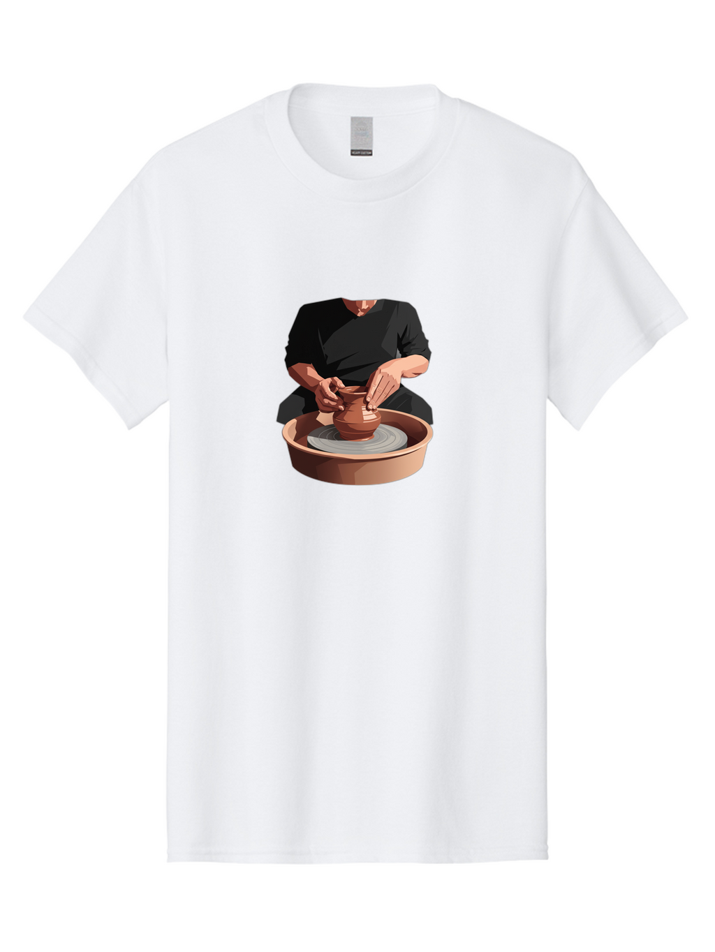 Potter-At-Work-1 Men'S Graphic Tee, 100% Cotton, Comfortable Casual Summer Wear, Machine Washable, Potter Shaping Clay Pot, Pottery Wheel In Action, Pottery Making Process, Hands-On Craftsmanship, Clay Vessel Creation, Artistic Expression, Bab219