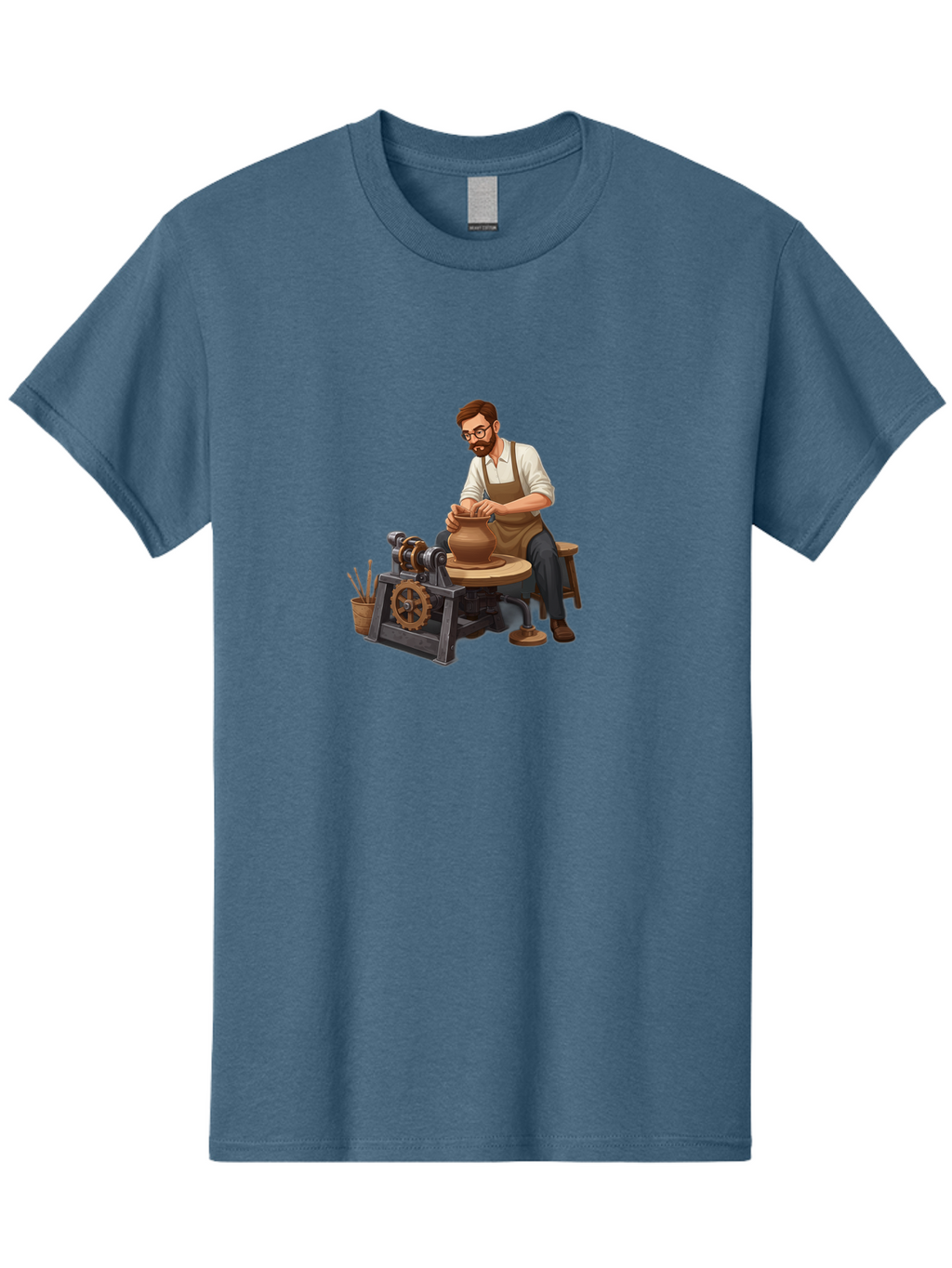 Potter-At-Work-10 Men'S Graphic Tee, 100% Cotton, Comfortable Casual Summer Wear, Machine Washable, Potter Creating Ceramics, Pottery Wheel In Action, Clay Vessel Being Shaped, Artisan At Work, Creative Process, Skilled Craftsmanship, Bab220