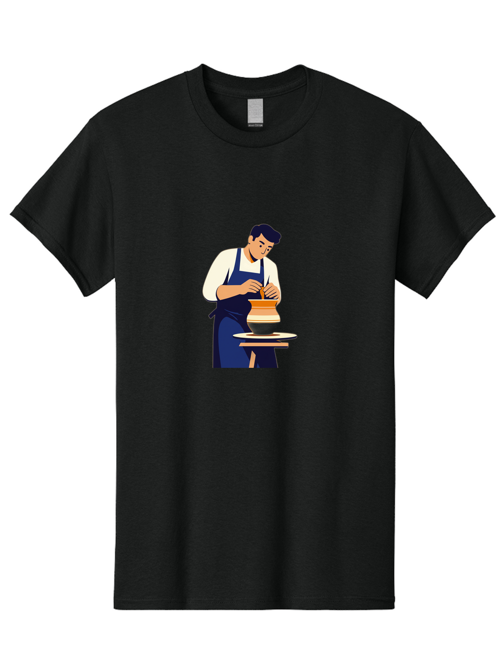 Potter-At-Work-3 Men'S Graphic Tee, 100% Cotton, Comfortable Casual Summer Wear, Machine Washable, Potter Shaping Clay, Pottery Wheel, Ceramic Art, Handmade Crafts, Skilled Artisan, Creative Process, Clay Modeling, Pottery Making Bab222