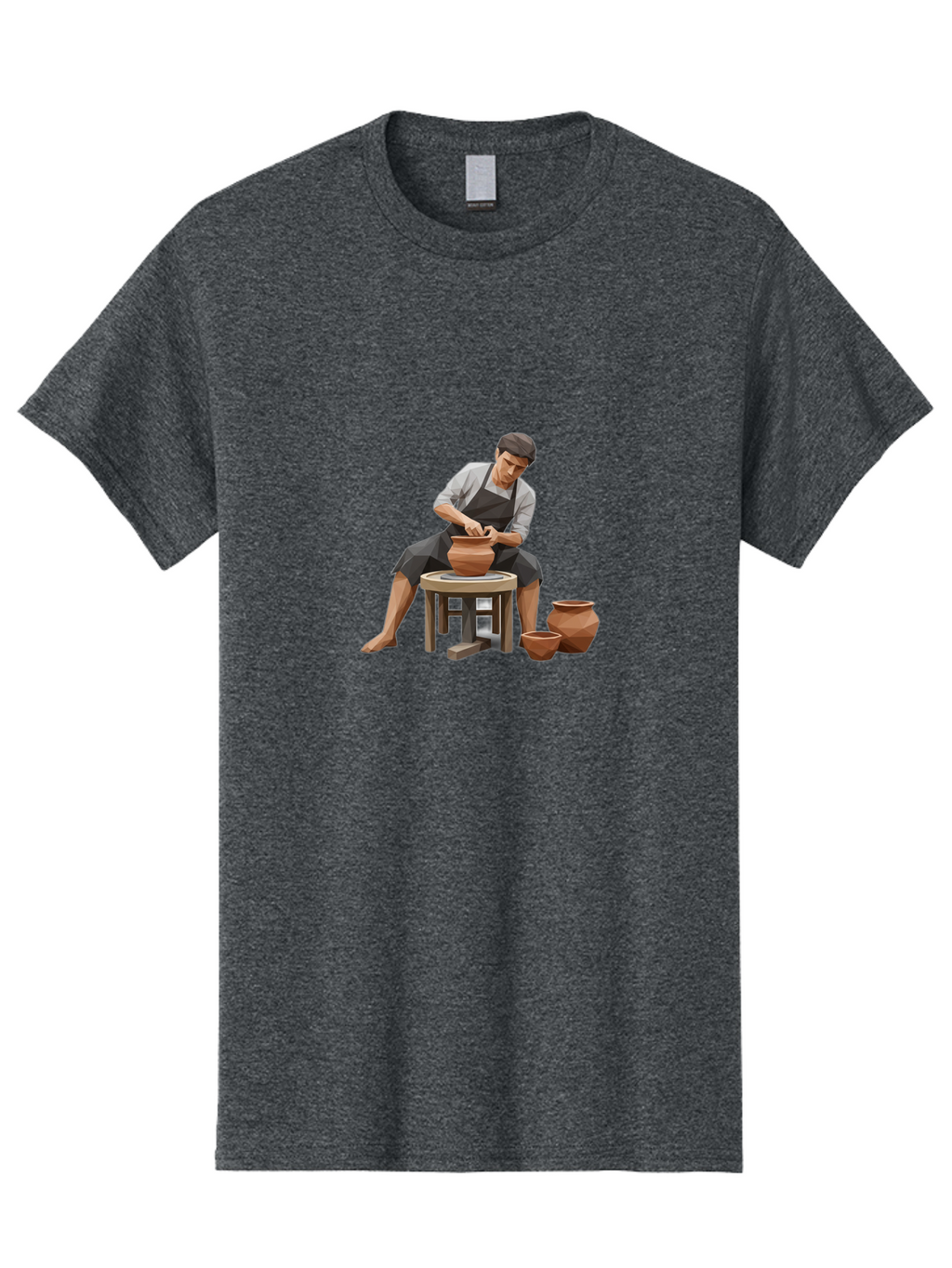Potter-At-Work-7 Men'S Graphic Tee, 100% Cotton, Comfortable Casual Summer Wear, Machine Washable, Potter'S Wheel, Ceramic Art, Handmade Pottery, Clay Modeling, Artisanal Crafts, Creative Process, Pottery Making, Studio Pottery Bab226