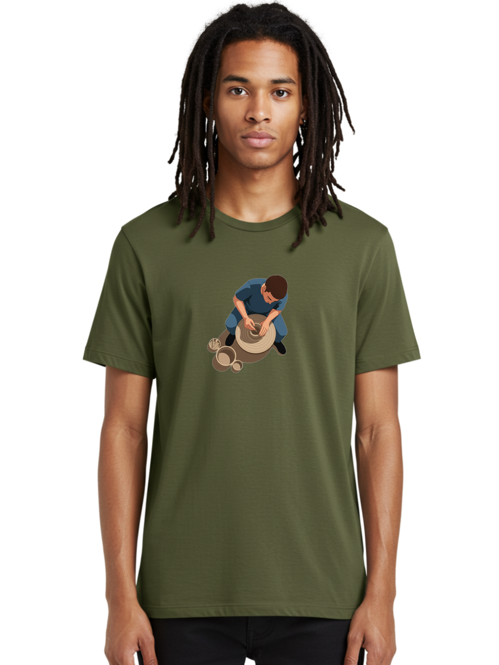 Potter-At-Work-8 Men'S Graphic Tee, 100% Cotton, Comfortable Casual Summer Wear, Machine Washable, Potter Crafting Ceramics, Pottery Wheel In Action, Creative Process, Handmade Pottery, Artisanal Craftsmanship, Clay Modeling, Bab227