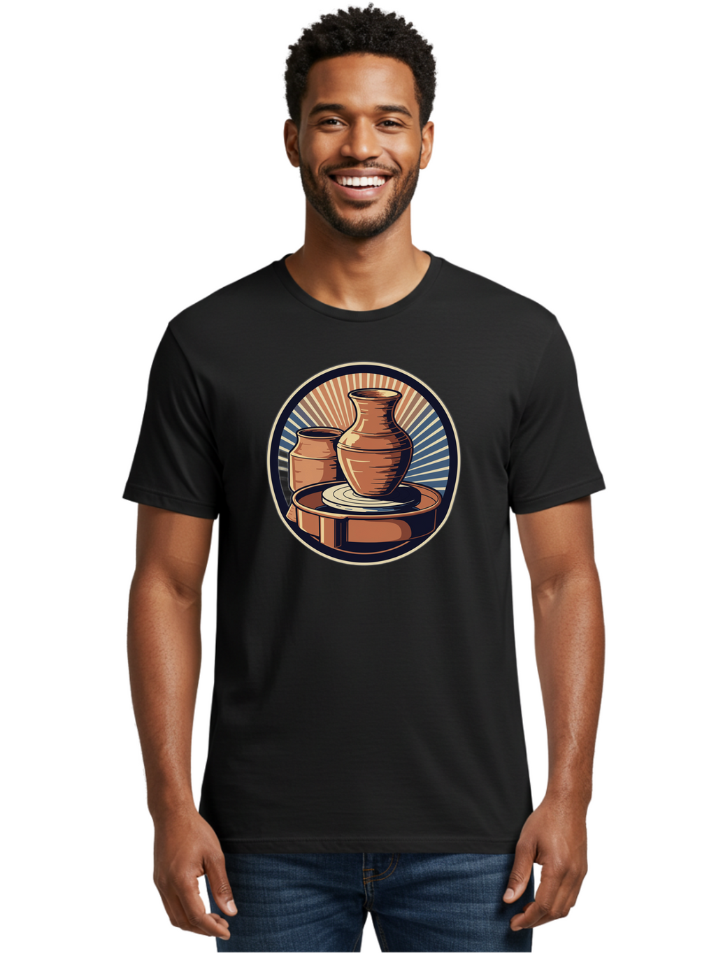 Potter-S-Wheel-2 Men'S Graphic Tee, 100% Cotton, Comfortable Casual Summer Wear, Machine Washable, Pottery Wheel, Clay Pottery, Ceramic Art, Handmade Crafts, Pottery Making, Artistic Expression, Creative Process, Handmade Ceramics, Bab233