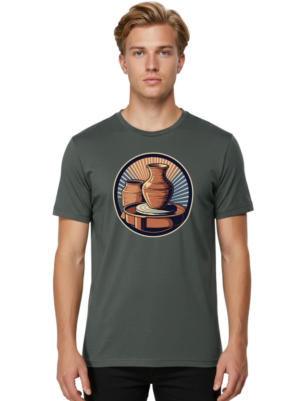 Potter-S-Wheel-2 Men'S Graphic Tee, 100% Cotton, Comfortable Casual Summer Wear, Machine Washable, Pottery Wheel, Clay Pottery, Ceramic Art, Handmade Crafts, Pottery Making, Artistic Expression, Creative Process, Handmade Ceramics, Bab233