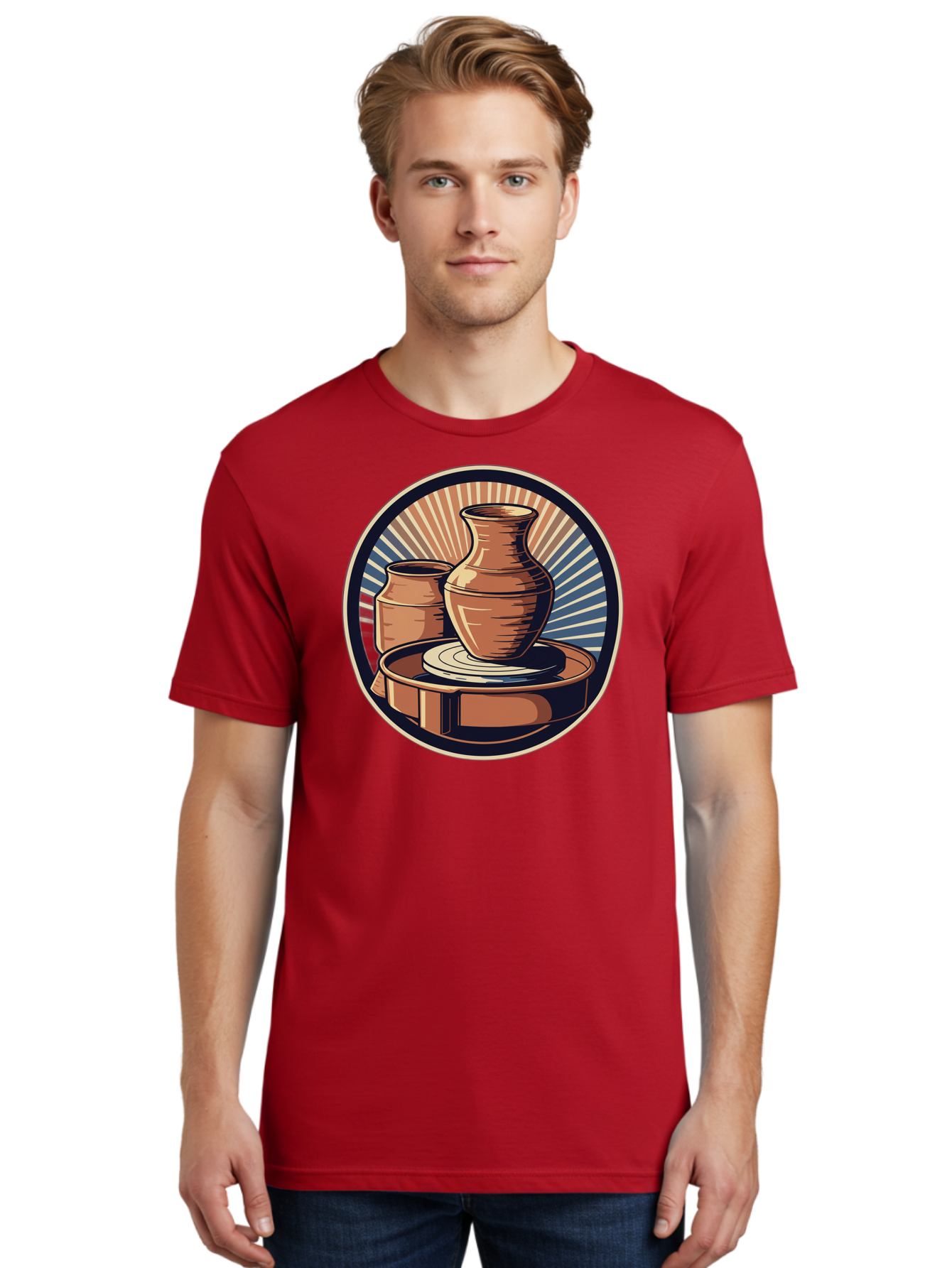 Potter-S-Wheel-2 Men'S Graphic Tee, 100% Cotton, Comfortable Casual Summer Wear, Machine Washable, Pottery Wheel, Clay Pottery, Ceramic Art, Handmade Crafts, Pottery Making, Artistic Expression, Creative Process, Handmade Ceramics, Bab233