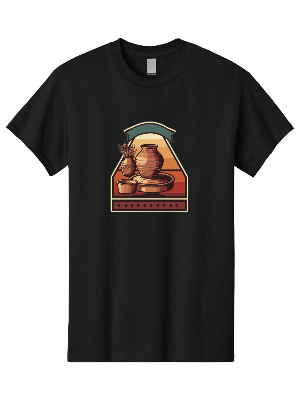 Potter-S-Wheel-4 Men'S Graphic Tee, 100% Cotton, Comfortable Casual Summer Wear, Machine Washable, Potter'S Wheel, Clay Pot, Ceramic Vase, Pottery Tools, Creative Workspace, Artistic Process, Handmade Crafts, Earthy Tones, Traditional Pottery Bab235