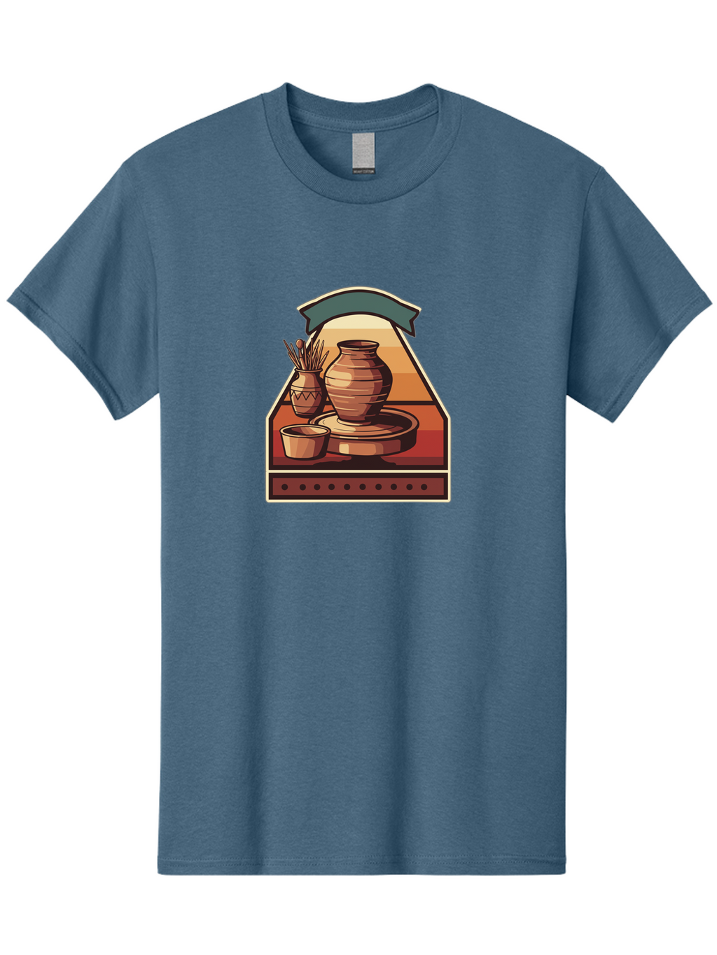 Potter-S-Wheel-4 Men'S Graphic Tee, 100% Cotton, Comfortable Casual Summer Wear, Machine Washable, Potter'S Wheel, Clay Pot, Ceramic Vase, Pottery Tools, Creative Workspace, Artistic Process, Handmade Crafts, Earthy Tones, Traditional Pottery Bab235