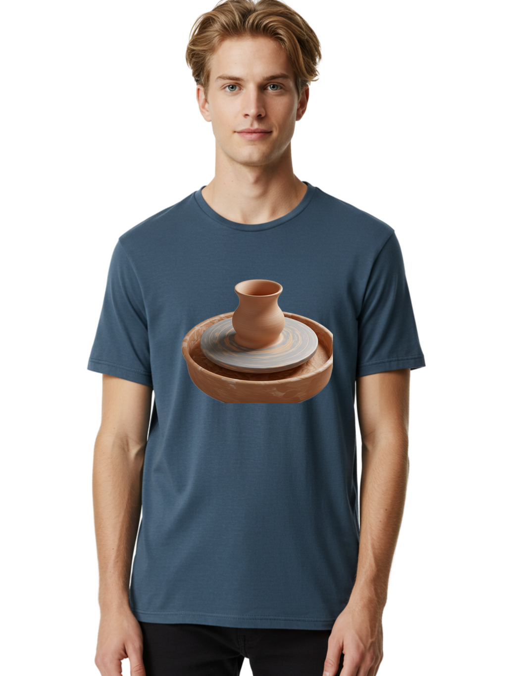 Potter-S-Wheel-5 Men'S Graphic Tee, 100% Cotton, Comfortable Casual Summer Wear, Machine Washable, Potter'S Wheel, Clay Pot, Pottery Making, Ceramics, Handmade, Artisanal, Creative Process, Craft, Pottery Wheel, Clay Vessel Bab236