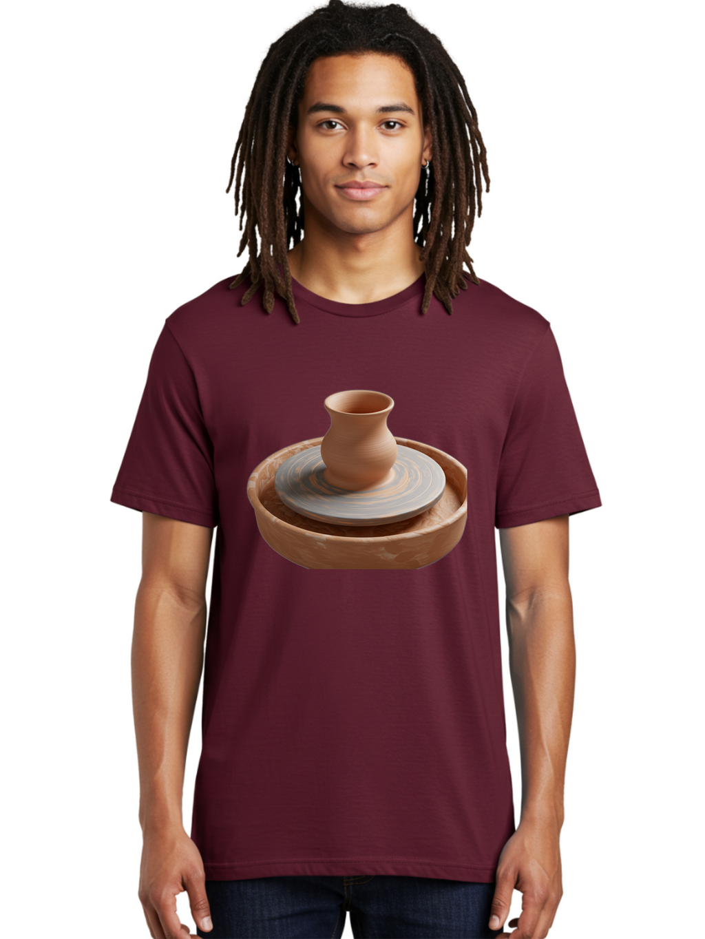Potter-S-Wheel-5 Men'S Graphic Tee, 100% Cotton, Comfortable Casual Summer Wear, Machine Washable, Potter'S Wheel, Clay Pot, Pottery Making, Ceramics, Handmade, Artisanal, Creative Process, Craft, Pottery Wheel, Clay Vessel Bab236