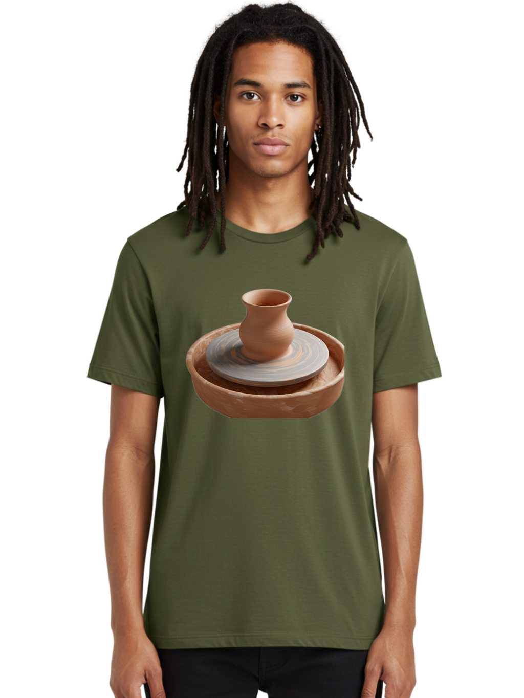 Potter-S-Wheel-5 Men'S Graphic Tee, 100% Cotton, Comfortable Casual Summer Wear, Machine Washable, Potter'S Wheel, Clay Pot, Pottery Making, Ceramics, Handmade, Artisanal, Creative Process, Craft, Pottery Wheel, Clay Vessel Bab236