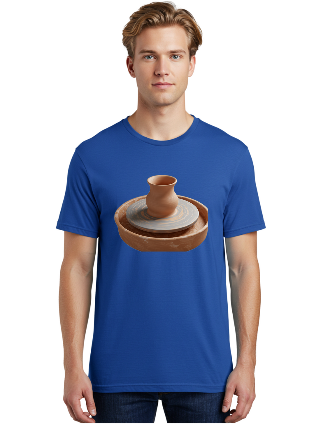 Potter-S-Wheel-5 Men'S Graphic Tee, 100% Cotton, Comfortable Casual Summer Wear, Machine Washable, Potter'S Wheel, Clay Pot, Pottery Making, Ceramics, Handmade, Artisanal, Creative Process, Craft, Pottery Wheel, Clay Vessel Bab236