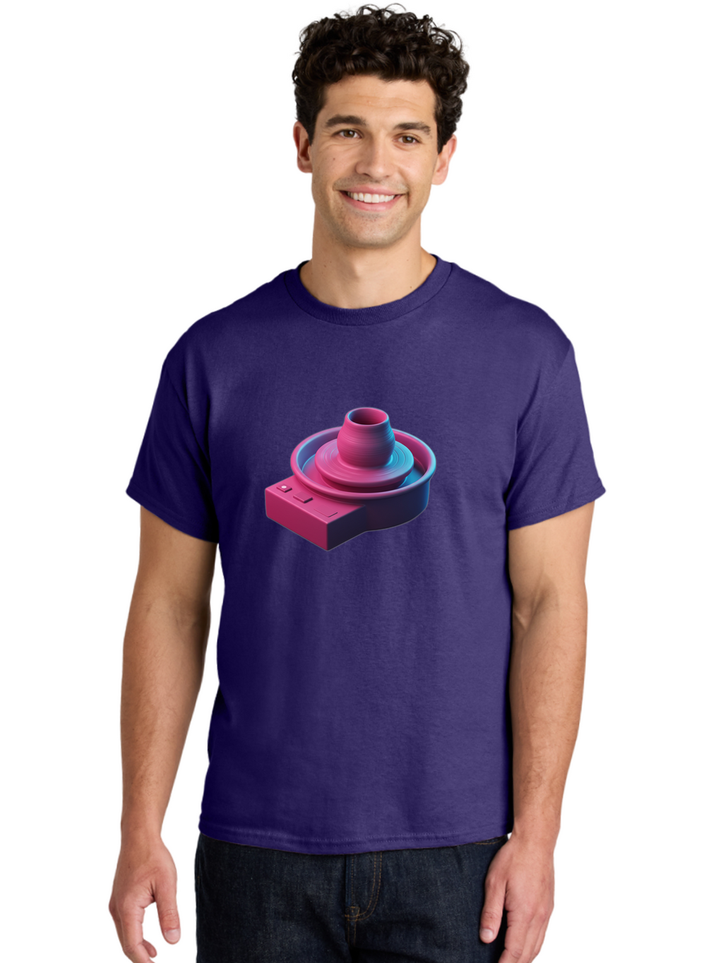 Potter-S-Wheel-6 Men'S Graphic Tee, 100% Cotton, Comfortable Casual Summer Wear, Machine Washable, Potter'S Wheel, Clay Pot, Ceramic Art, Pottery Making, Creative Process, Handmade Crafts, 3D Rendering, Artistic Expression, Studio Equipment Bab237