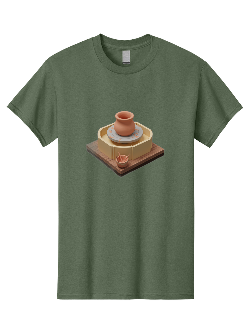 Potter-S-Wheel-7 Men'S Graphic Tee, 100% Cotton, Comfortable Casual Summer Wear, Machine Washable, Pottery Wheel, Clay Pot, Ceramics, Handmade, Artisanal, Creative Process, Pottery Tools, Wooden Base, 3D Rendering Bab238