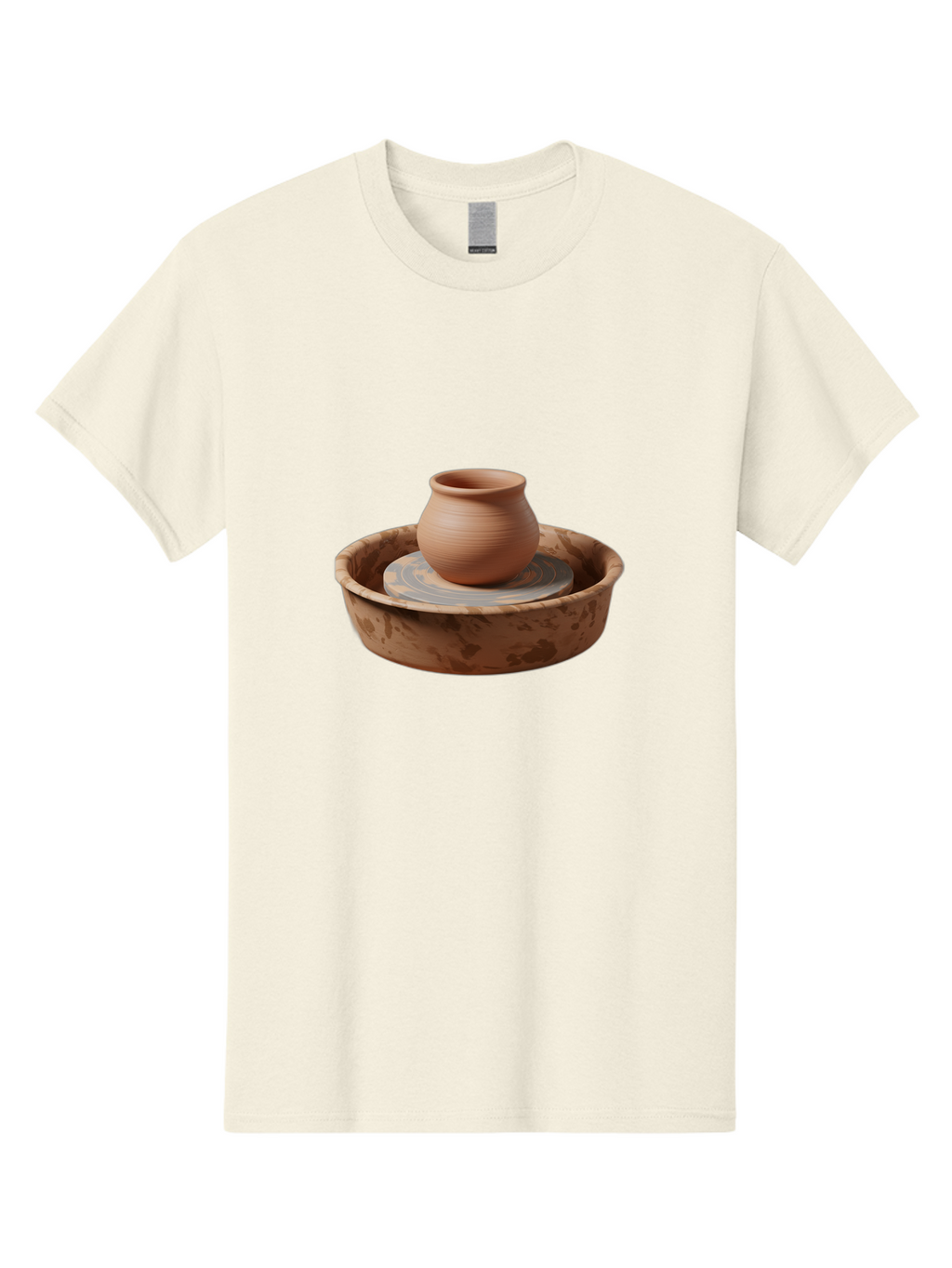 Potter-S-Wheel-With-Clay-Pot Men'S Graphic Tee, 100% Cotton, Comfortable Casual Summer Wear, Machine Washable, Pottery Wheel, Clay Pot, Ceramic Art, Handmade Crafts, Pottery Making, Clay Vessel, Terracotta, Artisan Work, Creative Process, Bab239
