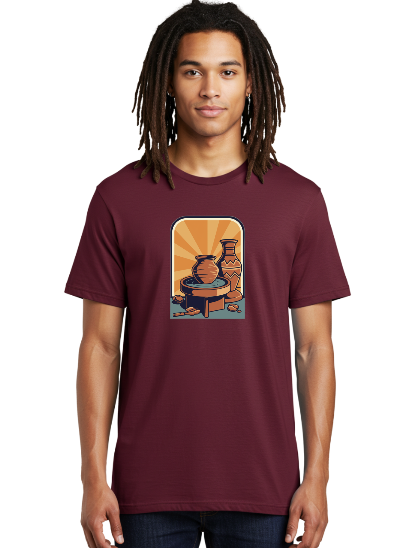 Potter-S-Wheel Men'S Graphic Tee, 100% Cotton, Comfortable Casual Summer Wear, Machine Washable, Pottery, Clay Pots, Ceramics, Creative Art, Potter'S Wheel, Artistic Expression, Craftsmanship, Handmade, Pottery Making, Clay Modeling Bab240