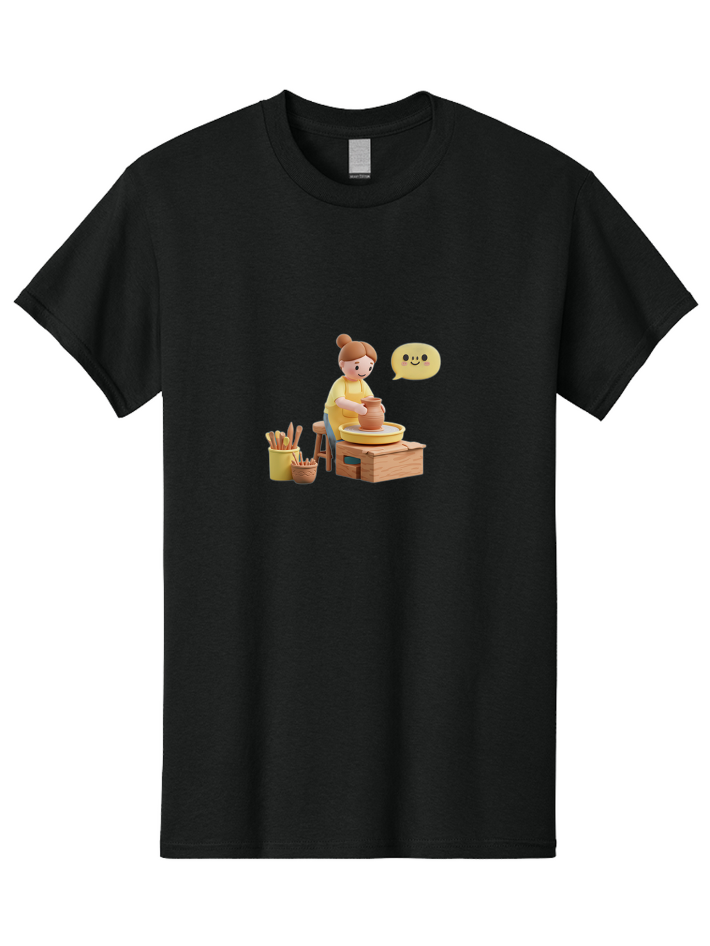 Potter Men'S Graphic Tee, 100% Cotton, Comfortable Casual Summer Wear, Machine Washable, Pottery Making, Ceramic Art, Potter'S Wheel, Creative Process, Pottery Tools, Craftsmanship, Clay Modeling, Happy Face, Creative Expression Bab241