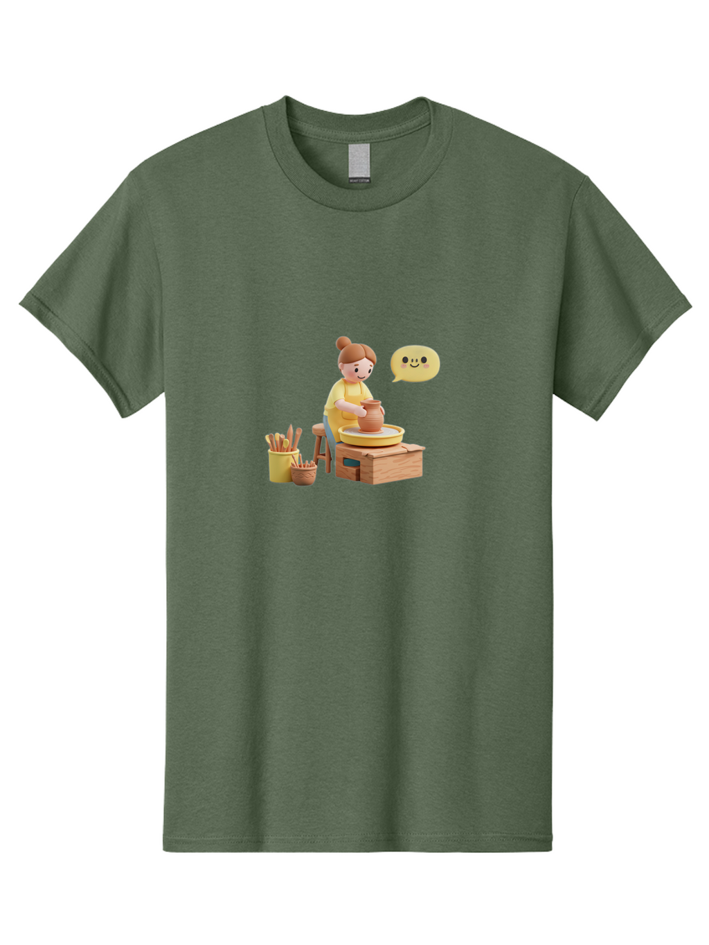 Potter Men'S Graphic Tee, 100% Cotton, Comfortable Casual Summer Wear, Machine Washable, Pottery Making, Ceramic Art, Potter'S Wheel, Creative Process, Pottery Tools, Craftsmanship, Clay Modeling, Happy Face, Creative Expression Bab241