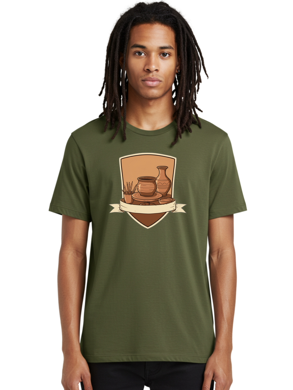 Pottery-1 Men'S Graphic Tee, 100% Cotton, Comfortable Casual Summer Wear, Machine Washable, Pottery, Ceramics, Clay, Handmade, Pottery Wheel, Vase, Pot, Artisanal, Craftsmanship, Earthy Tones, Decorative Art, Creative Expression Bab242