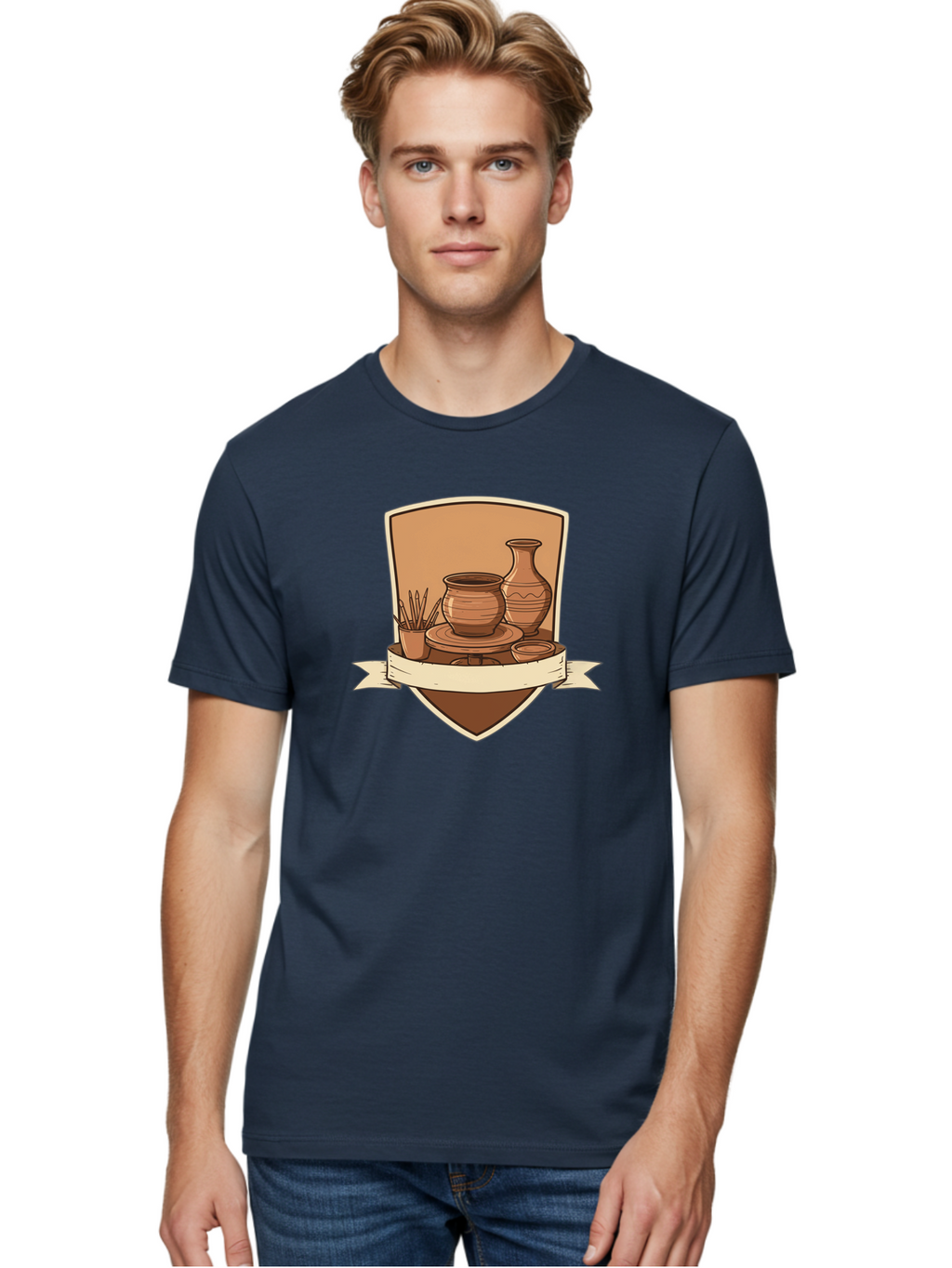 Pottery-1 Men'S Graphic Tee, 100% Cotton, Comfortable Casual Summer Wear, Machine Washable, Pottery, Ceramics, Clay, Handmade, Pottery Wheel, Vase, Pot, Artisanal, Craftsmanship, Earthy Tones, Decorative Art, Creative Expression Bab242