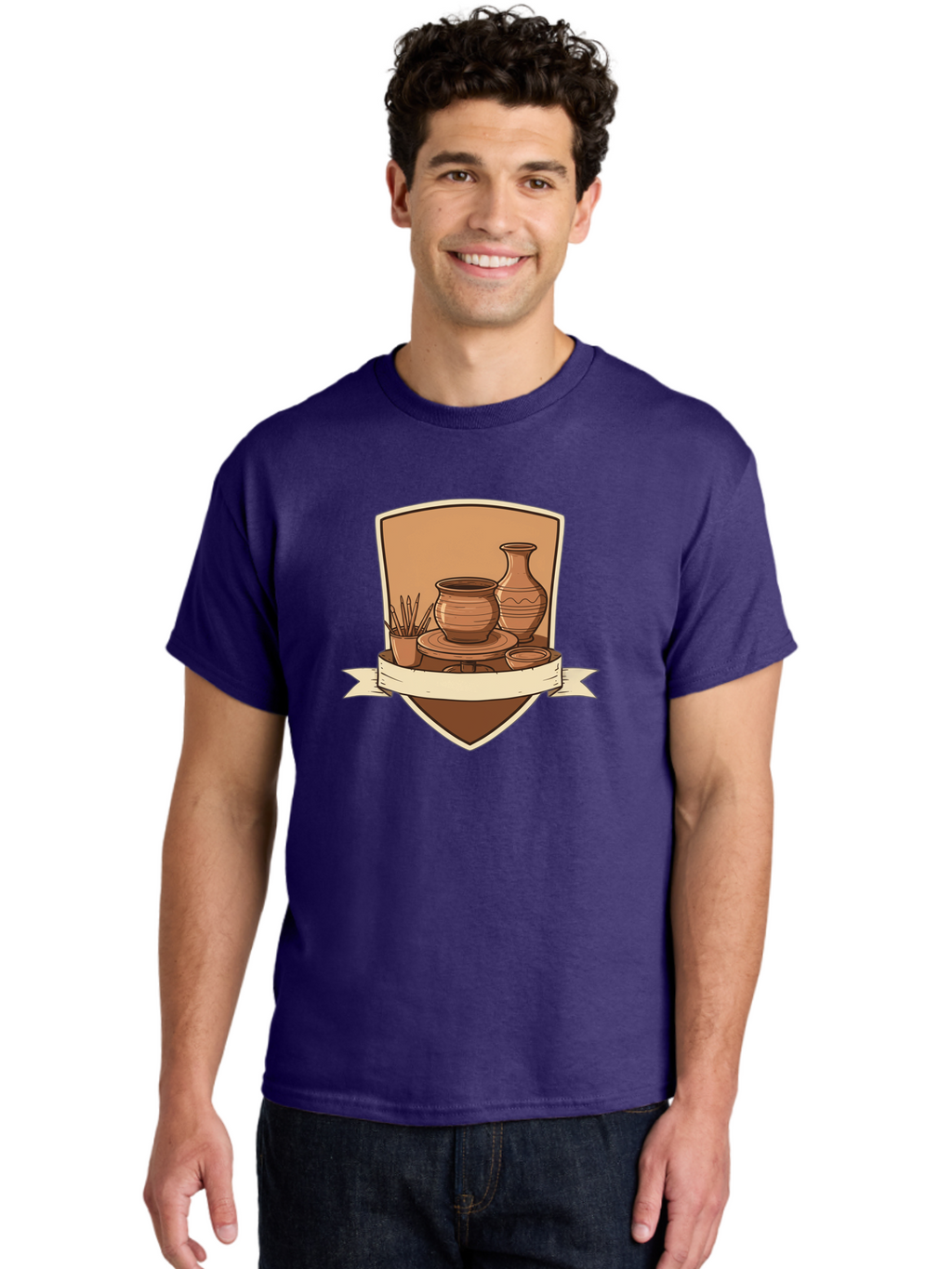 Pottery-1 Men'S Graphic Tee, 100% Cotton, Comfortable Casual Summer Wear, Machine Washable, Pottery, Ceramics, Clay, Handmade, Pottery Wheel, Vase, Pot, Artisanal, Craftsmanship, Earthy Tones, Decorative Art, Creative Expression Bab242