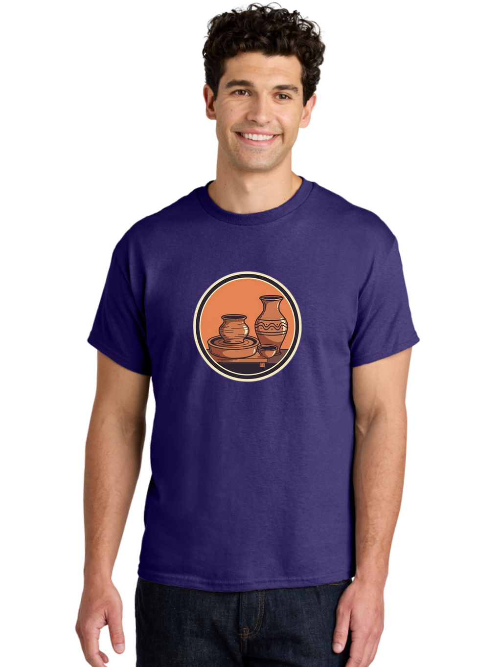 Pottery-2 Men'S Graphic Tee, 100% Cotton, Comfortable Casual Summer Wear, Machine Washable, Handmade Pottery, Clay Vessels, Ceramic Art, Terracotta Pots, Decorative Vase, Pottery Wheel, Traditional Crafts, Earthy Tones Bab243