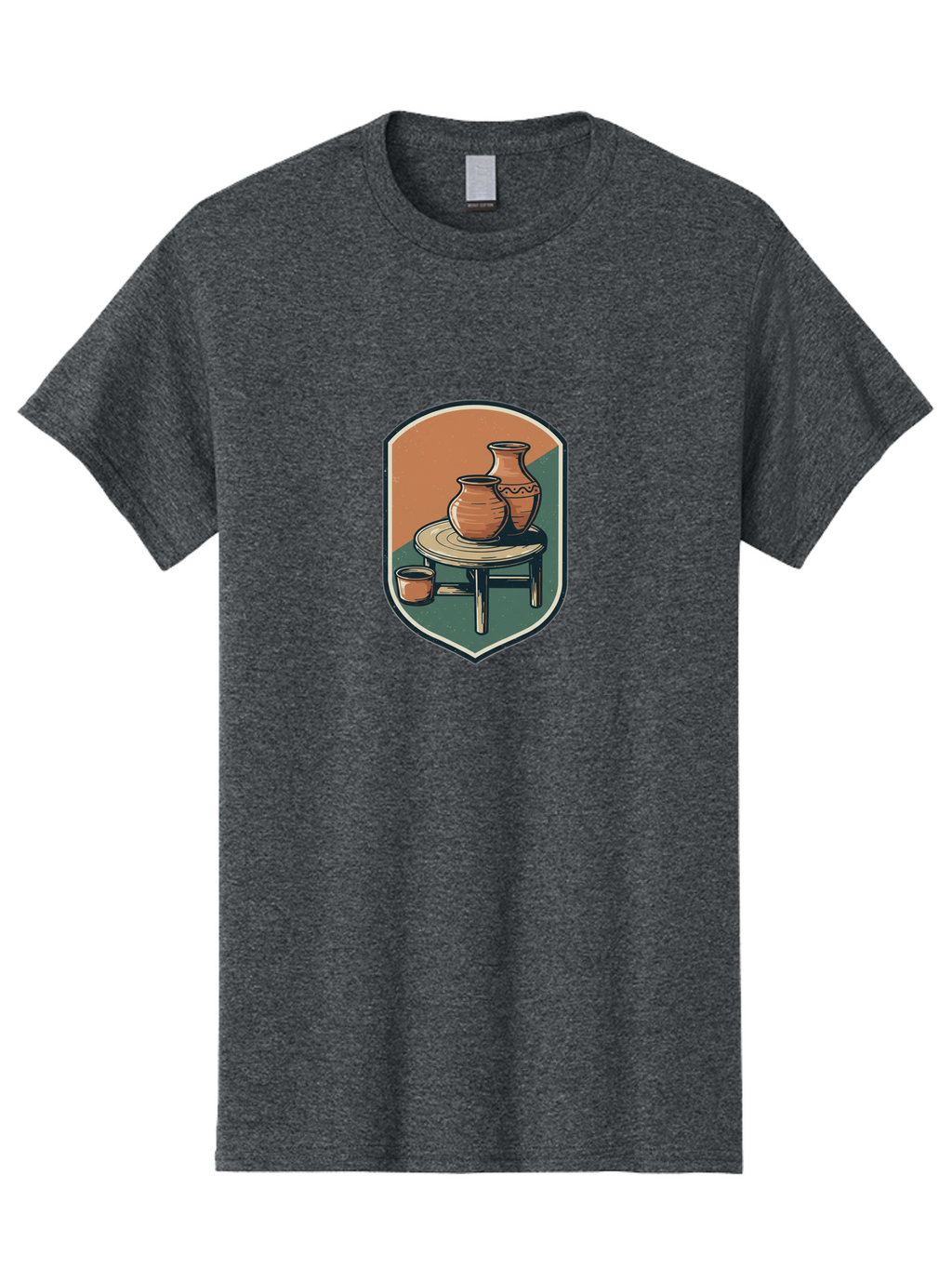Pottery-On-Table Men'S Graphic Tee, 100% Cotton, Comfortable Casual Summer Wear, Machine Washable, Clay Pots, Earthy Tones, Ceramic Vases, Table Setting, Rustic Charm, Vintage Decor, Pottery, Traditional Craftsmanship, Handmade Ceramics Bab244