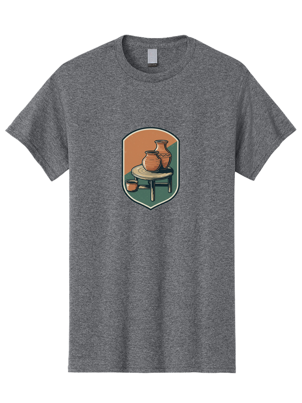 Pottery-On-Table Men'S Graphic Tee, 100% Cotton, Comfortable Casual Summer Wear, Machine Washable, Clay Pots, Earthy Tones, Ceramic Vases, Table Setting, Rustic Charm, Vintage Decor, Pottery, Traditional Craftsmanship, Handmade Ceramics Bab244