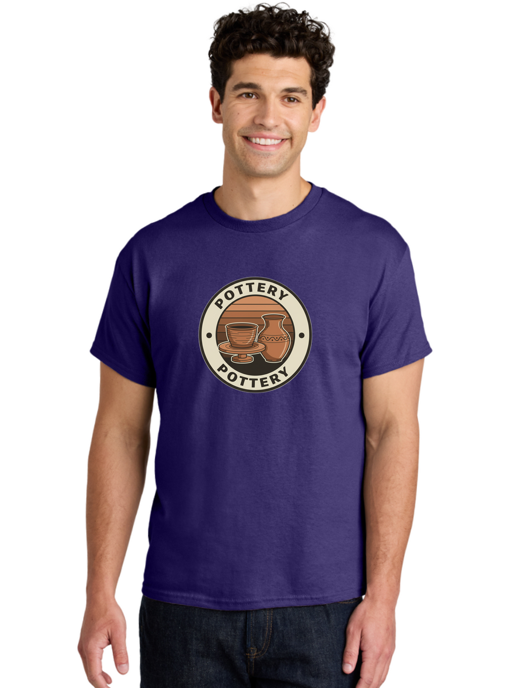 Pottery-Pottery Men'S Graphic Tee, 100% Cotton, Comfortable Casual Summer Wear, Machine Washable, Handmade Ceramics, Clay Pottery, Decorative Vases, Pottery Wheel, Ceramic Art, Brown Pottery, Pottery Designs, Handcrafted Pottery, Bab245