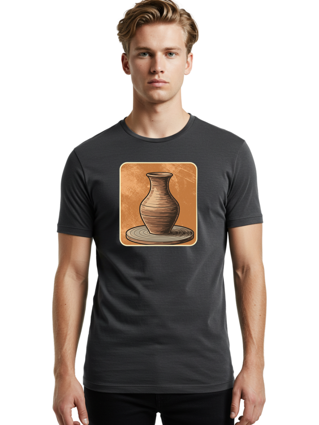 Pottery-Vase Men'S Graphic Tee, 100% Cotton, Comfortable Casual Summer Wear, Machine Washable, Pottery Wheel, Clay Vase, Handmade Ceramics, Artisanal Craftsmanship, Traditional Pottery, Earthenware, Terracotta, Pottery Making, Clay Modeling, Bab246