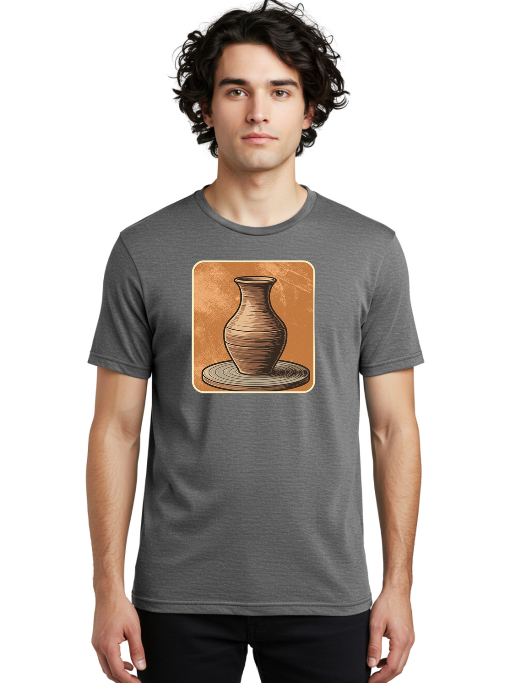Pottery-Vase Men'S Graphic Tee, 100% Cotton, Comfortable Casual Summer Wear, Machine Washable, Pottery Wheel, Clay Vase, Handmade Ceramics, Artisanal Craftsmanship, Traditional Pottery, Earthenware, Terracotta, Pottery Making, Clay Modeling, Bab246