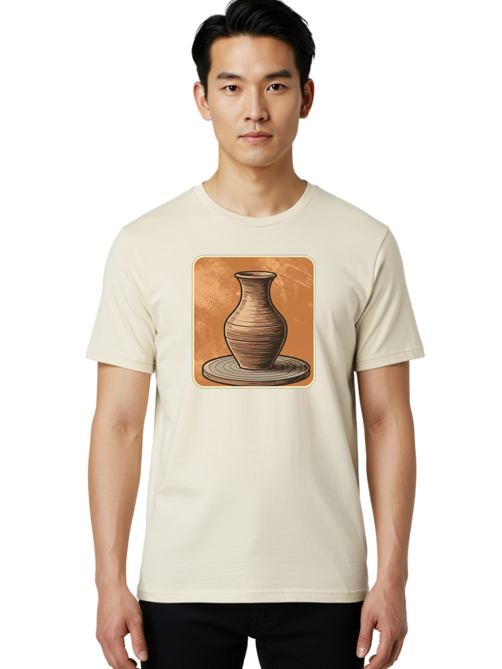 Pottery-Vase Men'S Graphic Tee, 100% Cotton, Comfortable Casual Summer Wear, Machine Washable, Pottery Wheel, Clay Vase, Handmade Ceramics, Artisanal Craftsmanship, Traditional Pottery, Earthenware, Terracotta, Pottery Making, Clay Modeling, Bab246