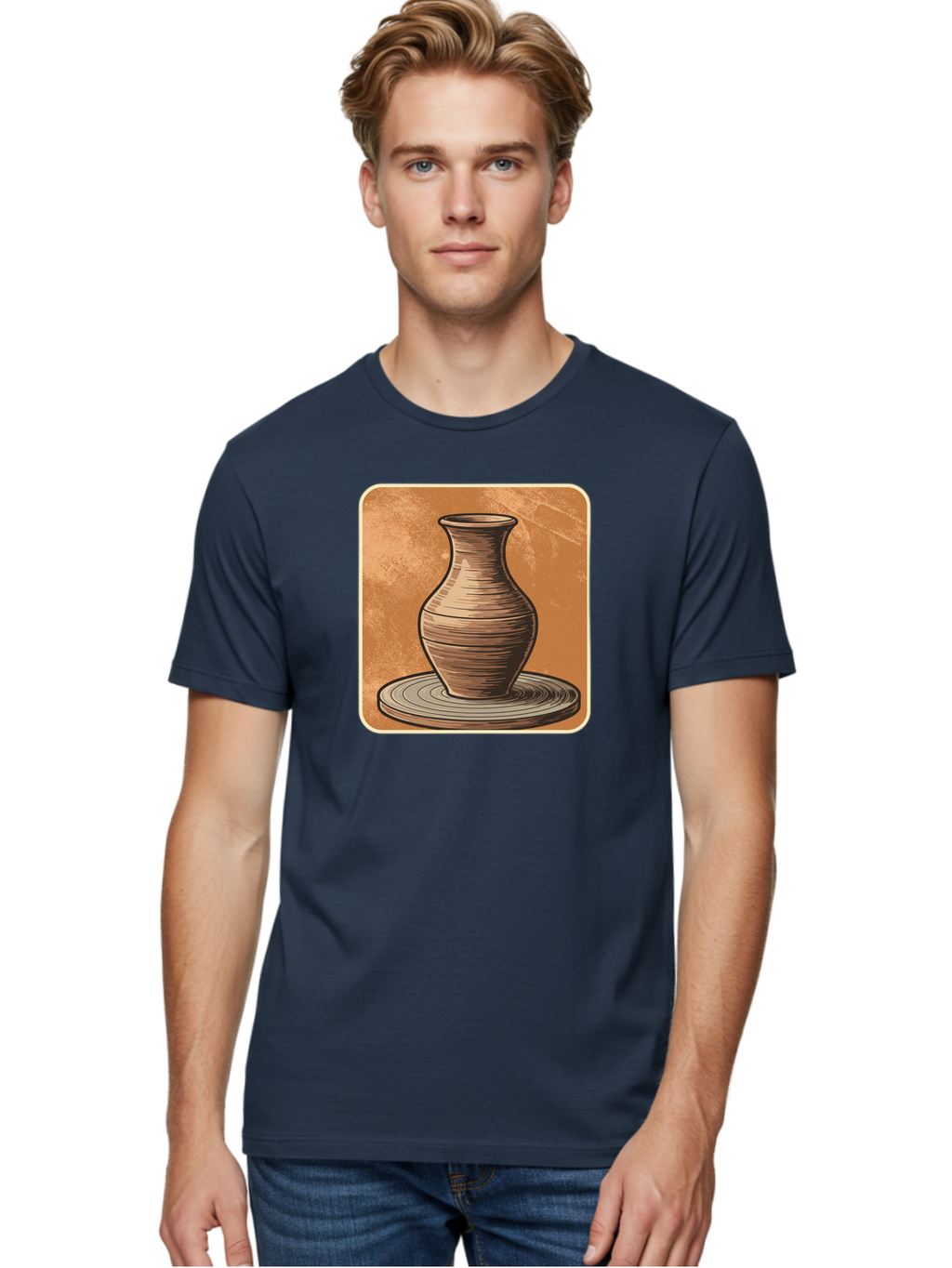 Pottery-Vase Men'S Graphic Tee, 100% Cotton, Comfortable Casual Summer Wear, Machine Washable, Pottery Wheel, Clay Vase, Handmade Ceramics, Artisanal Craftsmanship, Traditional Pottery, Earthenware, Terracotta, Pottery Making, Clay Modeling, Bab246
