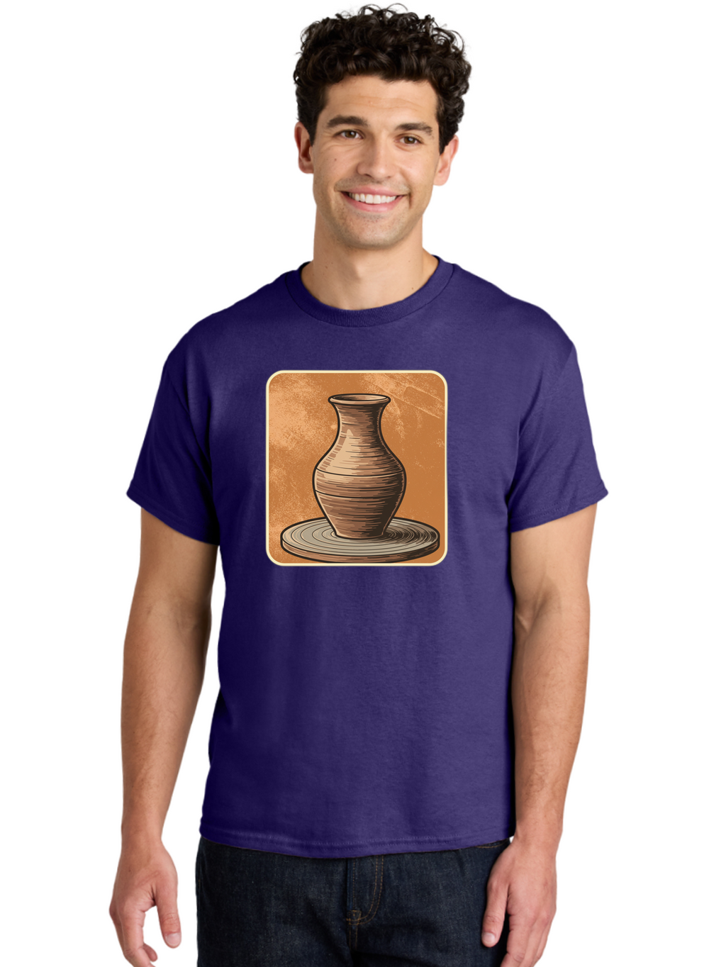 Pottery-Vase Men'S Graphic Tee, 100% Cotton, Comfortable Casual Summer Wear, Machine Washable, Pottery Wheel, Clay Vase, Handmade Ceramics, Artisanal Craftsmanship, Traditional Pottery, Earthenware, Terracotta, Pottery Making, Clay Modeling, Bab246