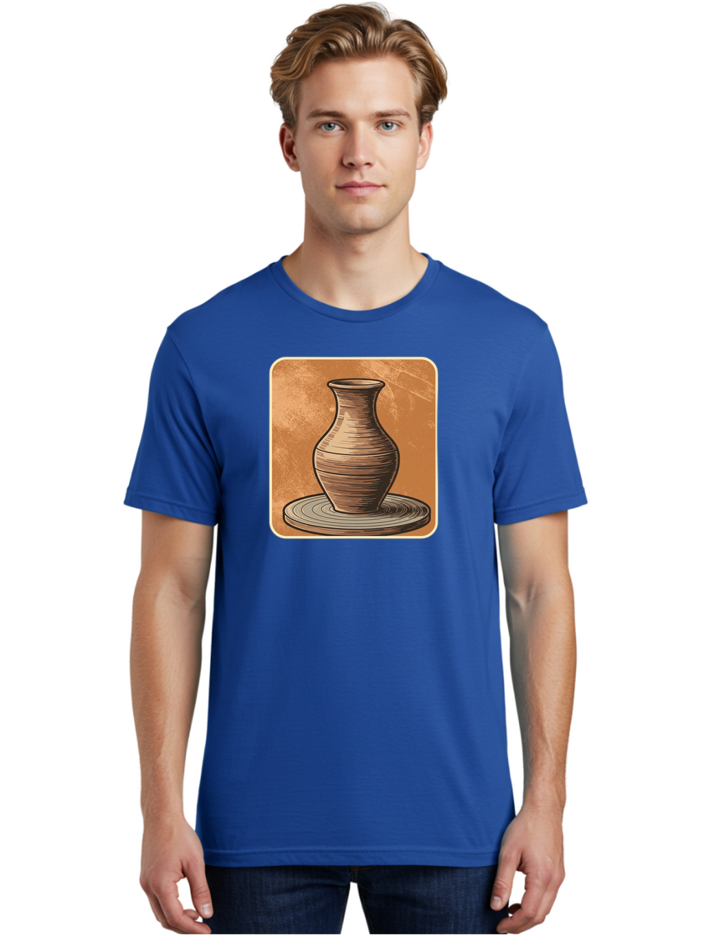 Pottery-Vase Men'S Graphic Tee, 100% Cotton, Comfortable Casual Summer Wear, Machine Washable, Pottery Wheel, Clay Vase, Handmade Ceramics, Artisanal Craftsmanship, Traditional Pottery, Earthenware, Terracotta, Pottery Making, Clay Modeling, Bab246
