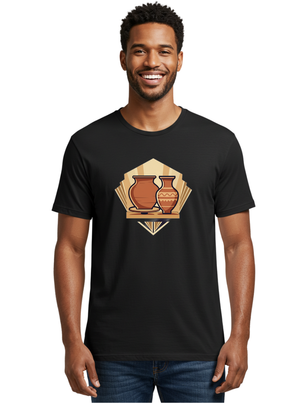 Pottery-Vases-1 Men'S Graphic Tee, 100% Cotton, Comfortable Casual Summer Wear, Machine Washable, Clay Pottery, Terracotta Vases, Decorative Pots, Traditional Ceramics, Handcrafted Art, Earthy Tones, Cultural Heritage, Artisanal Craftsmanship Bab247