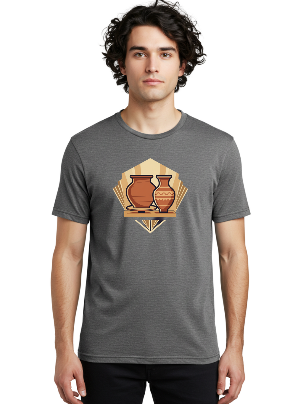 Pottery-Vases-1 Men'S Graphic Tee, 100% Cotton, Comfortable Casual Summer Wear, Machine Washable, Clay Pottery, Terracotta Vases, Decorative Pots, Traditional Ceramics, Handcrafted Art, Earthy Tones, Cultural Heritage, Artisanal Craftsmanship Bab247