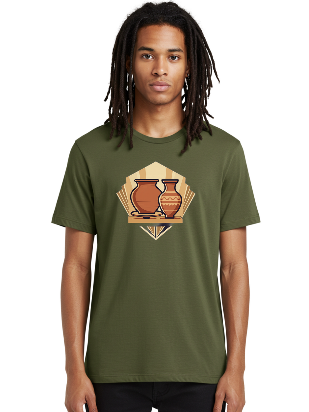 Pottery-Vases-1 Men'S Graphic Tee, 100% Cotton, Comfortable Casual Summer Wear, Machine Washable, Clay Pottery, Terracotta Vases, Decorative Pots, Traditional Ceramics, Handcrafted Art, Earthy Tones, Cultural Heritage, Artisanal Craftsmanship Bab247