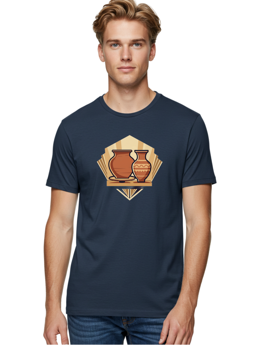 Pottery-Vases-1 Men'S Graphic Tee, 100% Cotton, Comfortable Casual Summer Wear, Machine Washable, Clay Pottery, Terracotta Vases, Decorative Pots, Traditional Ceramics, Handcrafted Art, Earthy Tones, Cultural Heritage, Artisanal Craftsmanship Bab247