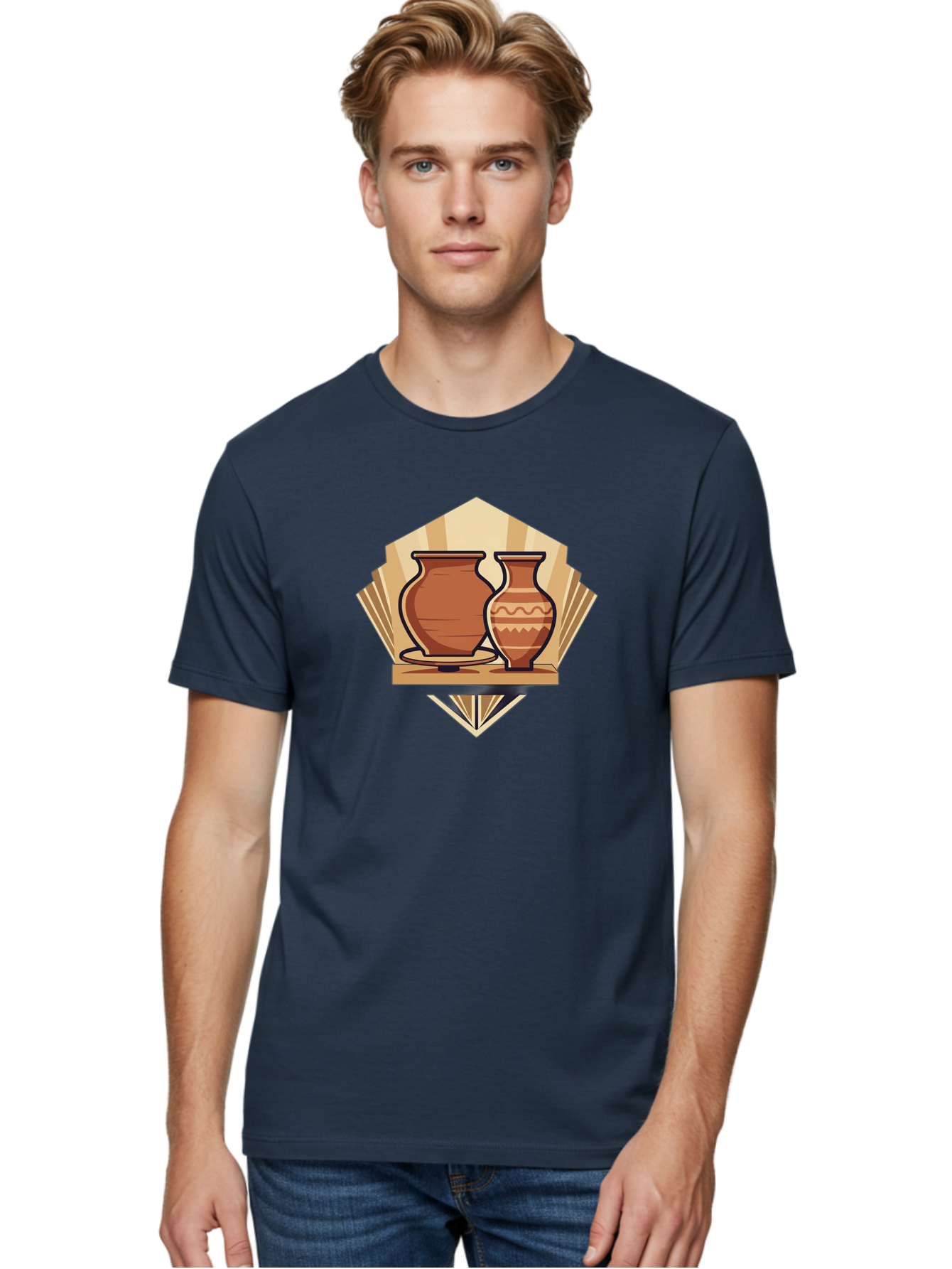 Pottery-Vases-1 Men'S Graphic Tee, 100% Cotton, Comfortable Casual Summer Wear, Machine Washable, Clay Pottery, Terracotta Vases, Decorative Pots, Traditional Ceramics, Handcrafted Art, Earthy Tones, Cultural Heritage, Artisanal Craftsmanship Bab247