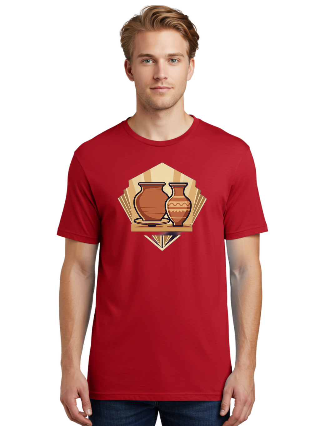 Pottery-Vases-1 Men'S Graphic Tee, 100% Cotton, Comfortable Casual Summer Wear, Machine Washable, Clay Pottery, Terracotta Vases, Decorative Pots, Traditional Ceramics, Handcrafted Art, Earthy Tones, Cultural Heritage, Artisanal Craftsmanship Bab247