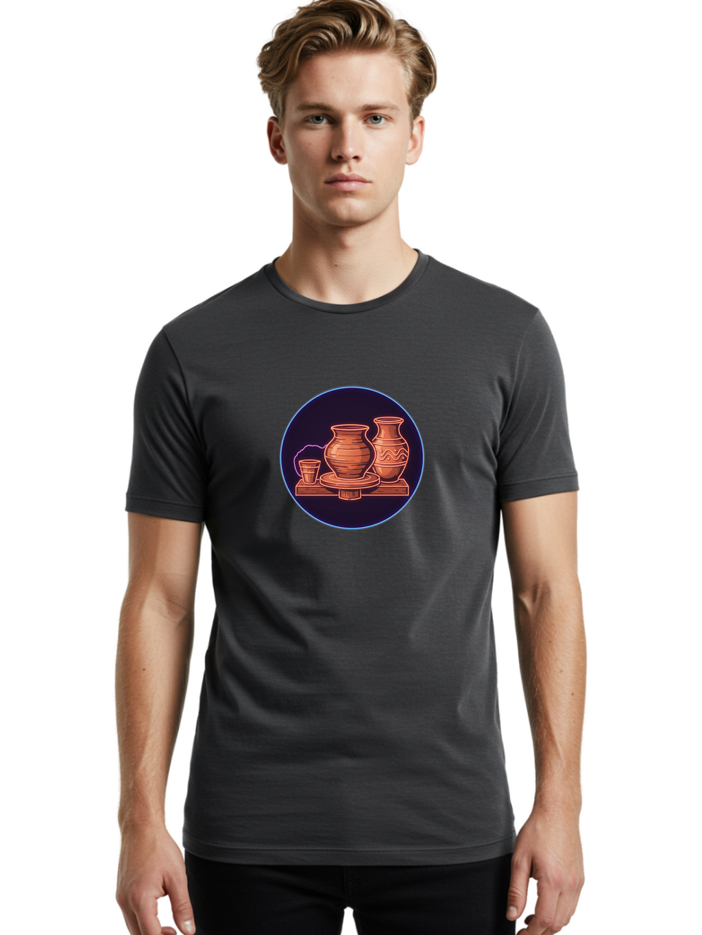 Pottery-Vases Men'S Graphic Tee, 100% Cotton, Comfortable Casual Summer Wear, Machine Washable, Clay Pots, Pottery, Ceramic Vases, Handcrafted Ceramics, Traditional Craftsmanship, Earthy Tones, Pottery Wheel, Rustic Charm, Cultural Heritage Bab248