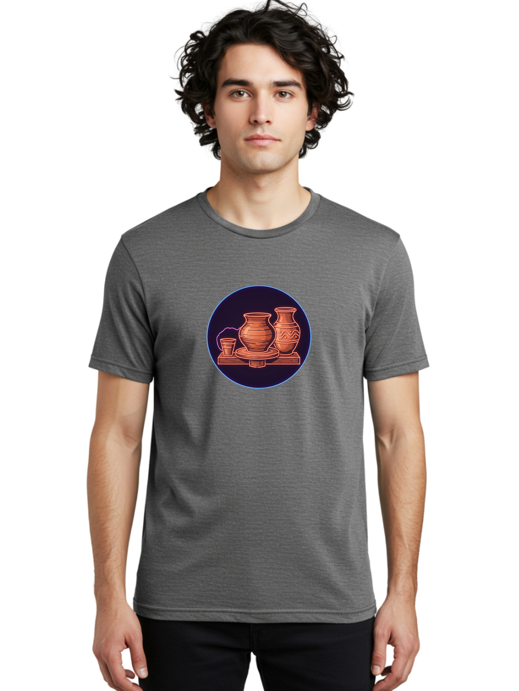 Pottery-Vases Men'S Graphic Tee, 100% Cotton, Comfortable Casual Summer Wear, Machine Washable, Clay Pots, Pottery, Ceramic Vases, Handcrafted Ceramics, Traditional Craftsmanship, Earthy Tones, Pottery Wheel, Rustic Charm, Cultural Heritage Bab248