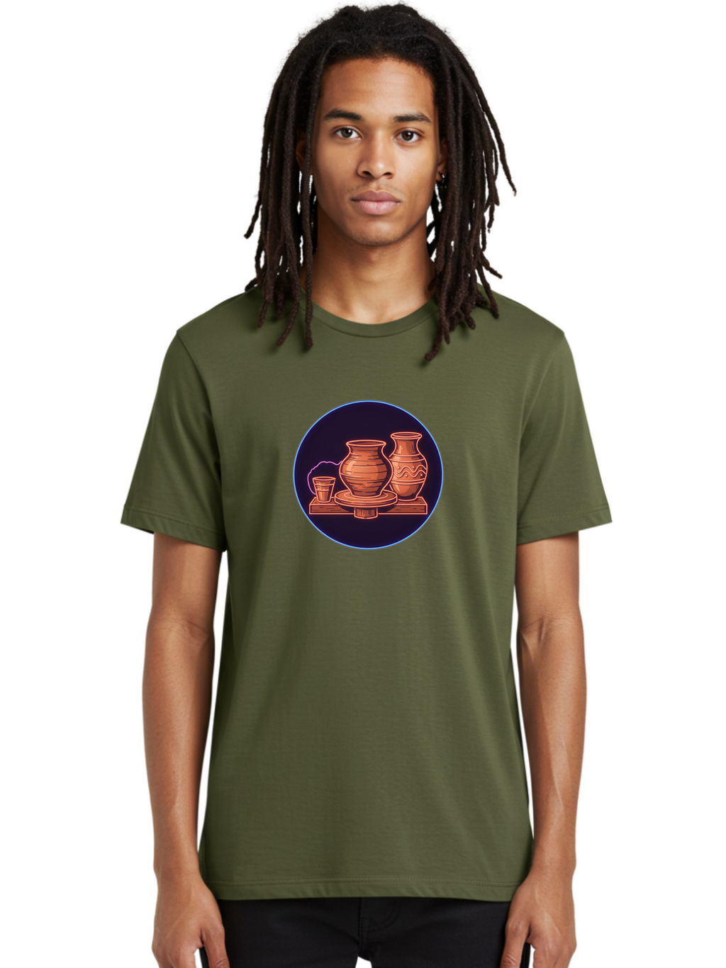 Pottery-Vases Men'S Graphic Tee, 100% Cotton, Comfortable Casual Summer Wear, Machine Washable, Clay Pots, Pottery, Ceramic Vases, Handcrafted Ceramics, Traditional Craftsmanship, Earthy Tones, Pottery Wheel, Rustic Charm, Cultural Heritage Bab248