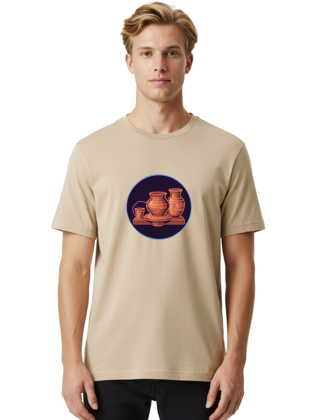 Pottery-Vases Men'S Graphic Tee, 100% Cotton, Comfortable Casual Summer Wear, Machine Washable, Clay Pots, Pottery, Ceramic Vases, Handcrafted Ceramics, Traditional Craftsmanship, Earthy Tones, Pottery Wheel, Rustic Charm, Cultural Heritage Bab248