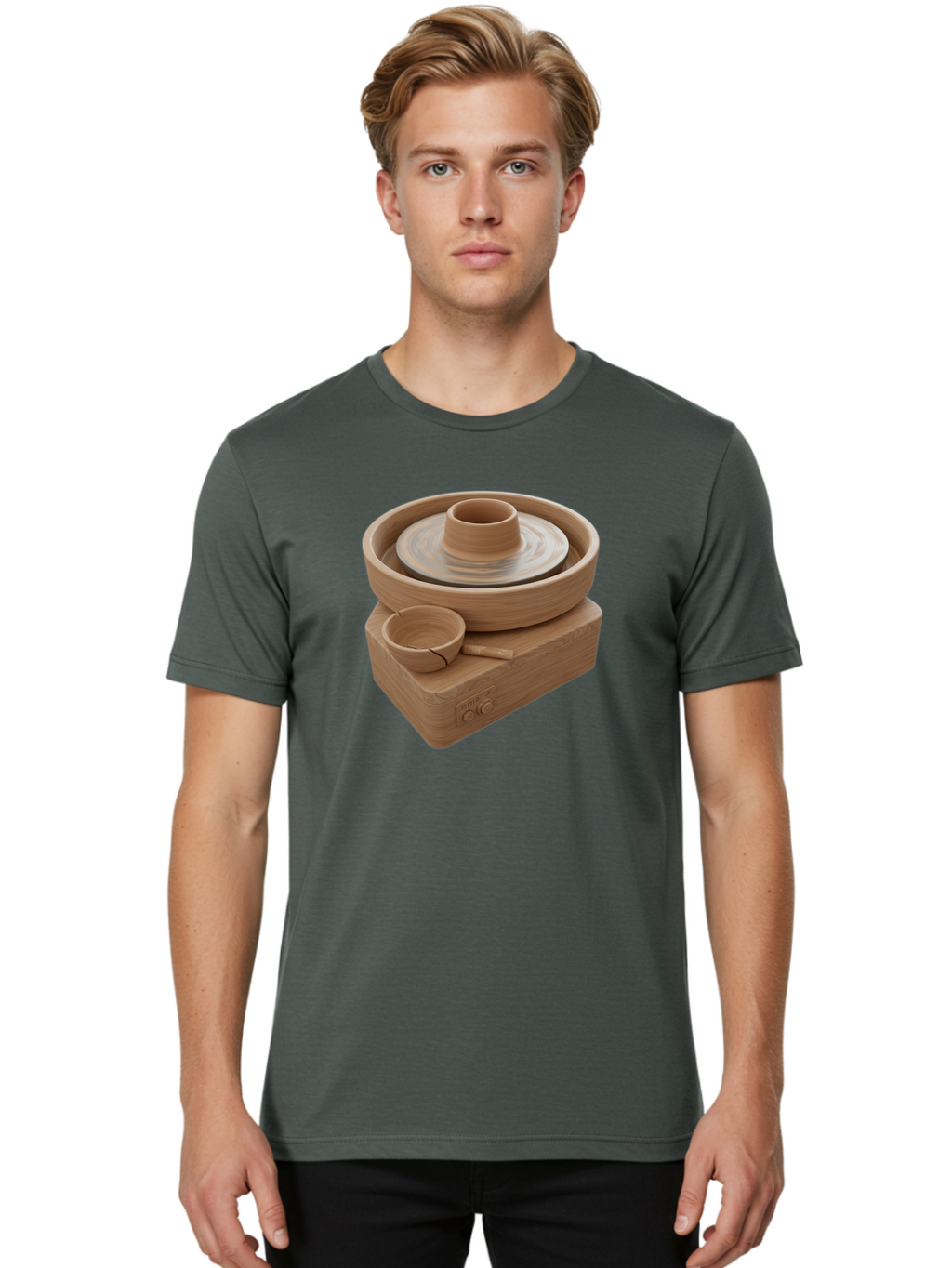 Pottery-Wheel-4 Men'S Graphic Tee, 100% Cotton, Comfortable Casual Summer Wear, Machine Washable, Potter'S Wheel, Clay Pot, Ceramics, Pottery Wheel, Handmade Crafts, Creative Art, Pottery Tools, Artisan Work, Clay Modeling, Pottery Making Bab252