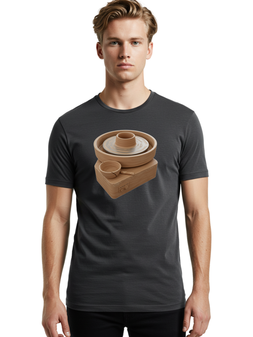 Pottery-Wheel-4 Men'S Graphic Tee, 100% Cotton, Comfortable Casual Summer Wear, Machine Washable, Potter'S Wheel, Clay Pot, Ceramics, Pottery Wheel, Handmade Crafts, Creative Art, Pottery Tools, Artisan Work, Clay Modeling, Pottery Making Bab252