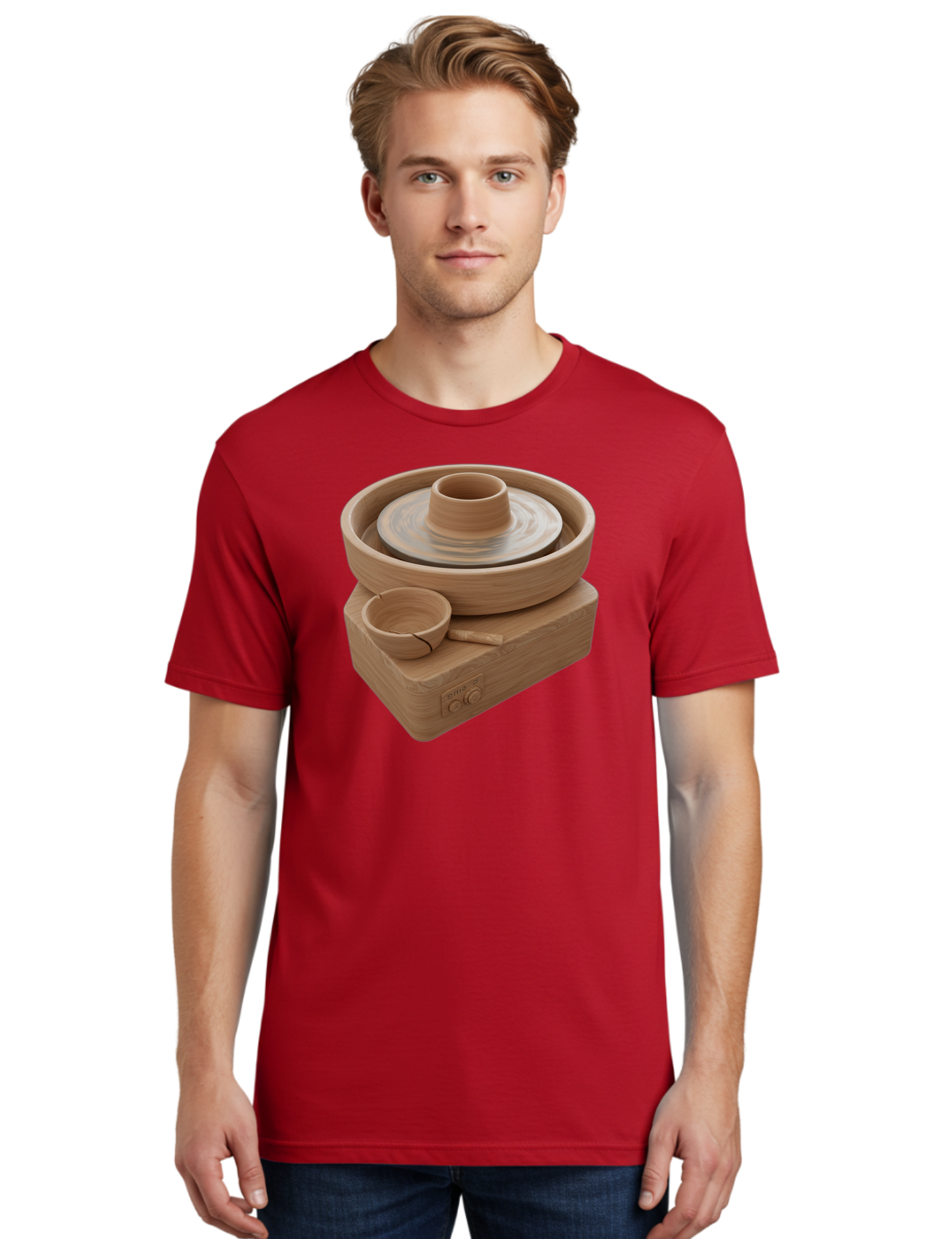 Pottery-Wheel-4 Men'S Graphic Tee, 100% Cotton, Comfortable Casual Summer Wear, Machine Washable, Potter'S Wheel, Clay Pot, Ceramics, Pottery Wheel, Handmade Crafts, Creative Art, Pottery Tools, Artisan Work, Clay Modeling, Pottery Making Bab252