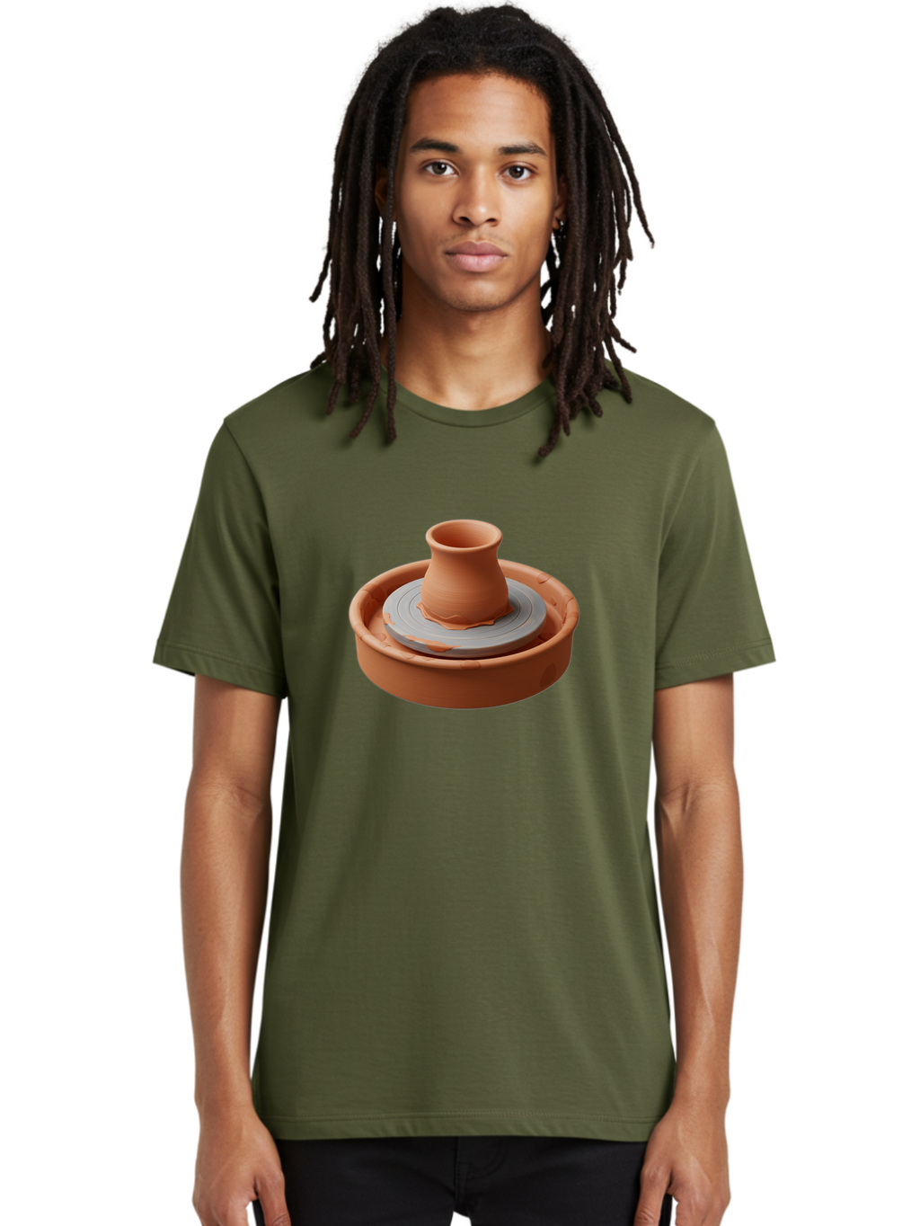 Pottery-Wheel-Clay-Pot Men'S Graphic Tee, 100% Cotton, Comfortable Casual Summer Wear, Machine Washable, Pottery Wheel, Clay Pot, Ceramics, Handmade, Craftsmanship, Creative Process, Clay Modeling, Artisanal, Pottery Making, Terracotta, Bab253