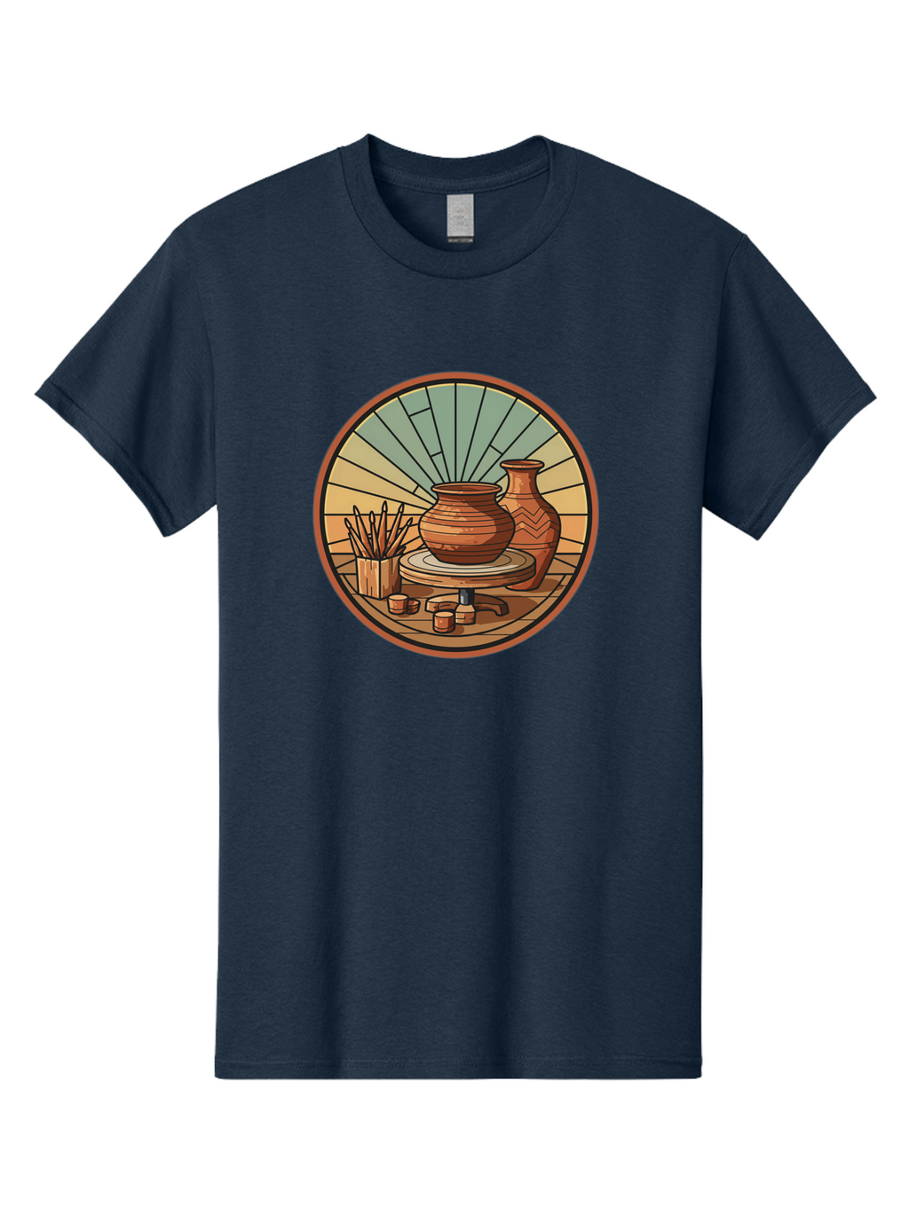Pottery-Wheel-Illustration Men'S Graphic Tee, 100% Cotton, Comfortable Casual Summer Wear, Machine Washable, Clay Pot On Pottery Wheel, Ceramic Art, Handmade Pottery, Pottery Tools, Clay Vase, Decorative Ceramics, Artisanal Craftsmanship, Bab254